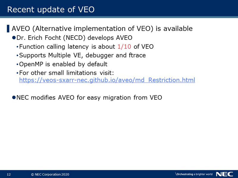 Recent update of VEO